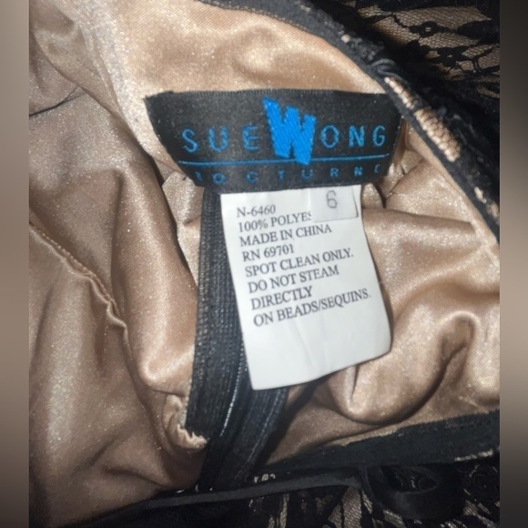 Sue Wong Nocturne Y2K Lace Beaded Open Back Halter Tulle Dress Gown - Picture 6 of 8